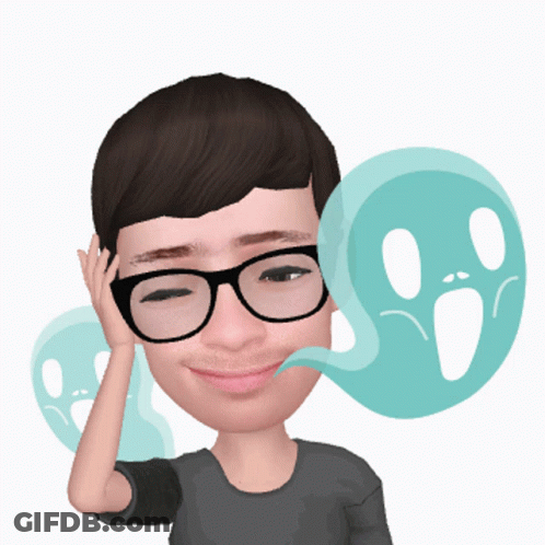 A Cartoon Of A Man With Glasses And A Ghost Behind Him GIF