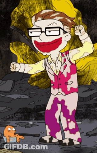 Cartoon Man With Glasses And Joker Mask GIF