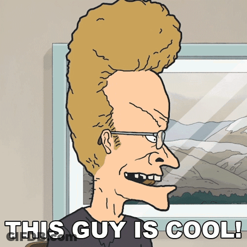 A Cartoon Of A Man With Glasses And A Mohawk Says This Guy Is Cool GIF