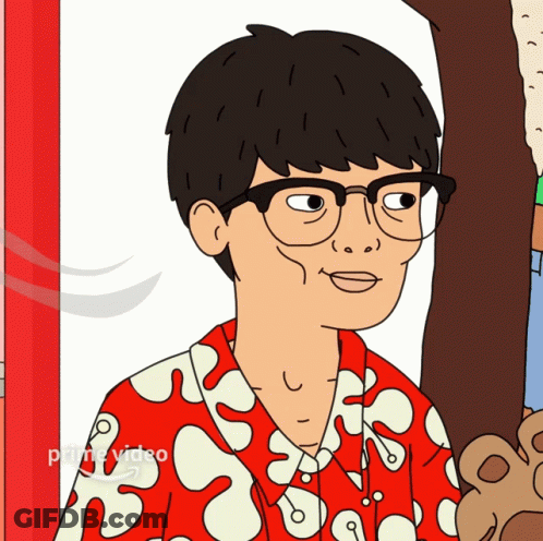 A Cartoon Of A Man With Glasses And A Shirt That Says Prime Video On It GIF