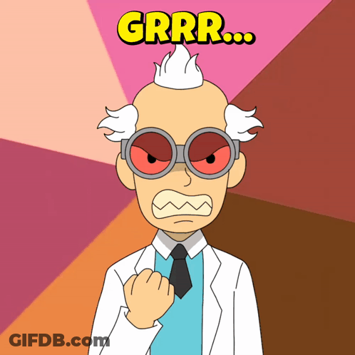 A Cartoon Of A Man With Glasses And The Word Grrr GIF