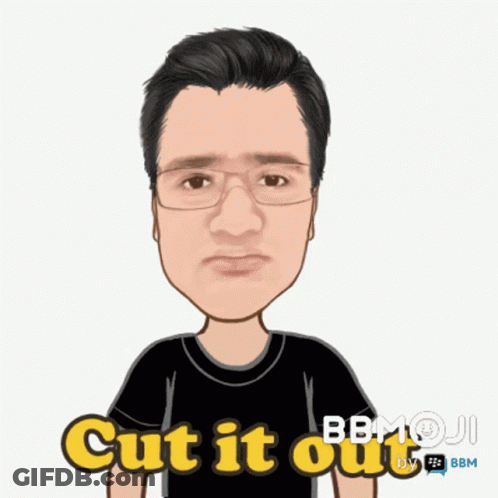 A Cartoon Of A Man With Glasses And The Words Cut It Out Below Him GIF