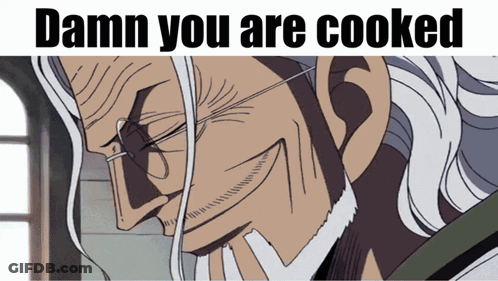 A Cartoon Of A Man With Glasses And The Words " Damn You Are Cooked " GIF