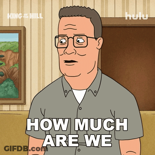 A Cartoon Of A Man With Glasses And The Words How Much Are We GIF