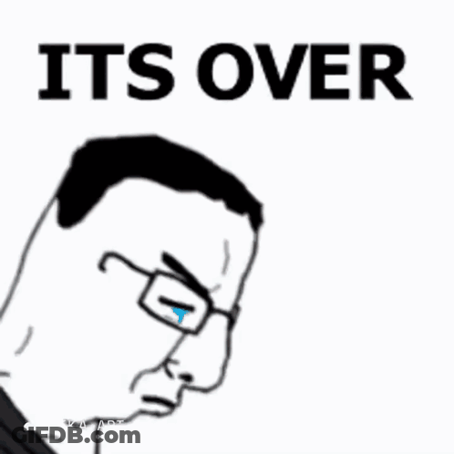 A Cartoon Of A Man With Glasses And The Words Its Over Above Him GIF