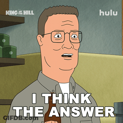 A Cartoon Of A Man With Glasses Says I Think The Answer GIF