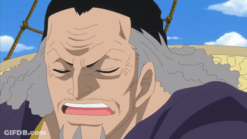 A Cartoon Of A Man With Gray Hair And A Mustache GIF