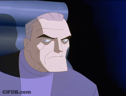 A Cartoon Of A Man With Gray Hair And A Purple Shirt GIF
