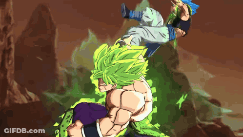 A Cartoon Of A Man With Green Hair Fighting Another Man With Blue Hair GIF
