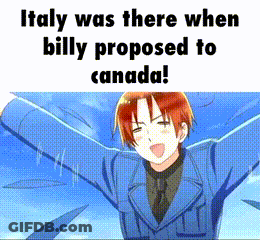 A Cartoon Of A Man With His Arms Outstretched And The Words Italy Was There When Billy Proposed To Canada GIF