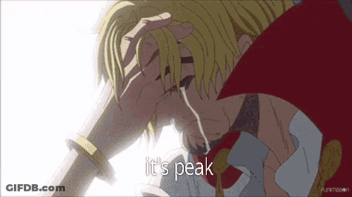 A Cartoon Of A Man With His Hand On His Forehead And The Words It 'S Peak On The Bottom GIF