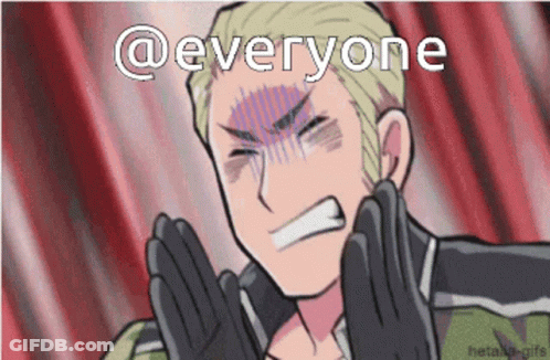 A Cartoon Of A Man With His Hands On His Face And The Words " Everyone " Behind Him GIF