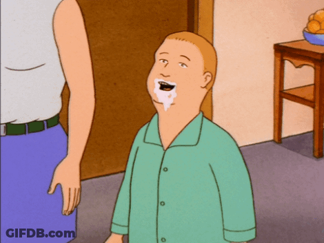 A Cartoon Of A Man With His Mouth Open And A White Substance On His Face GIF
