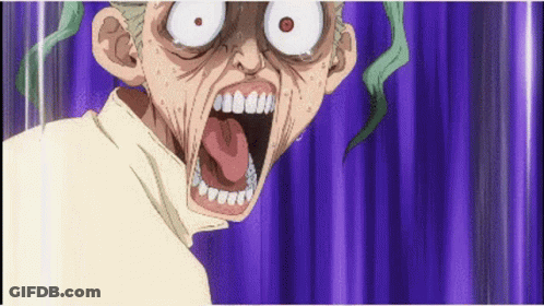 A Cartoon Of A Man With His Mouth Open And His Tongue Sticking Out GIF