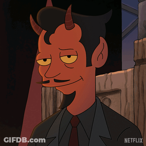 A Cartoon Of A Man With Horns And A Mustache Has Netflix Written On The Bottom Right GIF