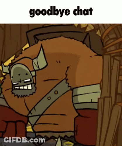 A Cartoon Of A Man With Horns And The Words Goodbye Chat Above Him GIF
