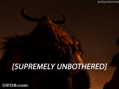 A Cartoon Of A Man With Horns And The Words Supremely Unbothered GIF