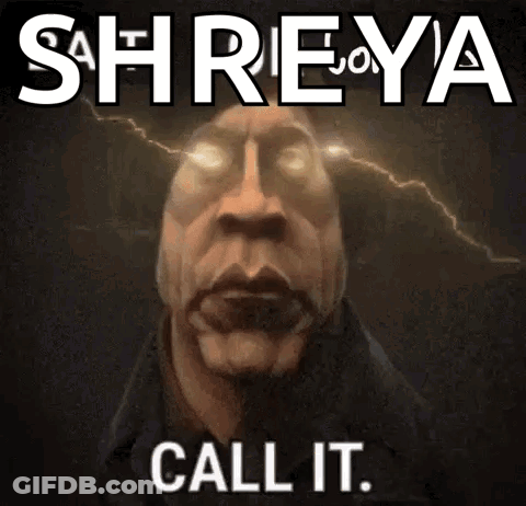 A Cartoon Of A Man With Lightning Bolts Coming Out Of His Eyes And The Words Shreya Call It GIF