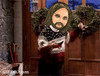 A Cartoon Of A Man With Long Hair And A Beard Is Standing In Front Of A Door GIF