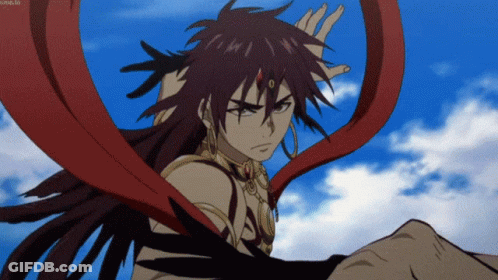 A Cartoon Of A Man With Long Hair And A Blue Sky In The Background GIF