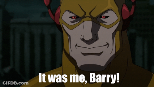 A Cartoon Of A Man With Red Eyes And The Words It Was Me Barry GIF
