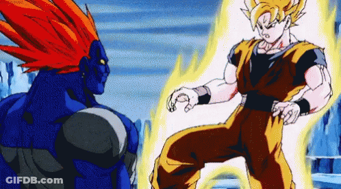 A Cartoon Of A Man With Red Hair Standing Next To Another Man GIF