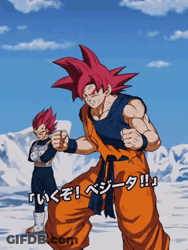 A Cartoon Of A Man With Red Hair Standing Next To Another Man With Blue Hair GIF
