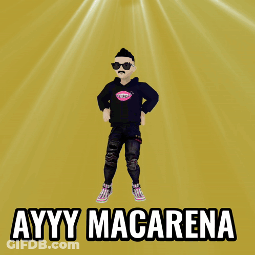 Cartoon Man With Sunglasses Saying Ayyy Macarena GIF