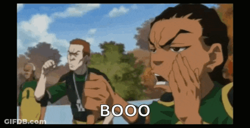 A Cartoon Of A Man With The Word Boo On His Face GIF