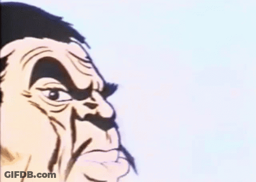 A Cartoon Of A Man With The Word Crunch In Red Letters . GIF