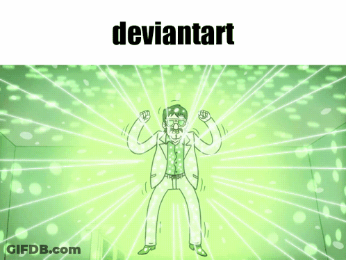 A Cartoon Of A Man With The Word Deviantart On The Bottom GIF