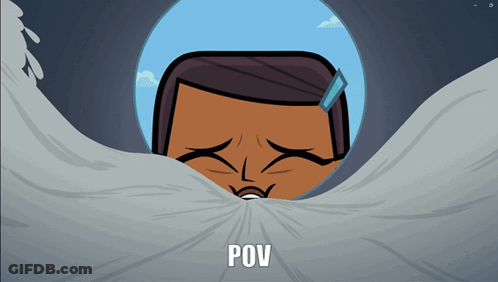 A Cartoon Of A Man With The Word Pov Written Below Him GIF