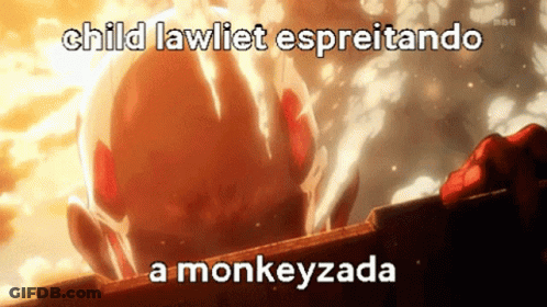 A Cartoon Of A Man With The Words Child Lawliet Espreitando A Monkeyzada On The Bottom GIF