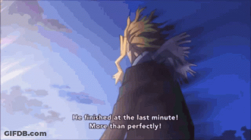 A Cartoon Of A Man With The Words He Finished At The Last Minute More Than Perfectly GIF