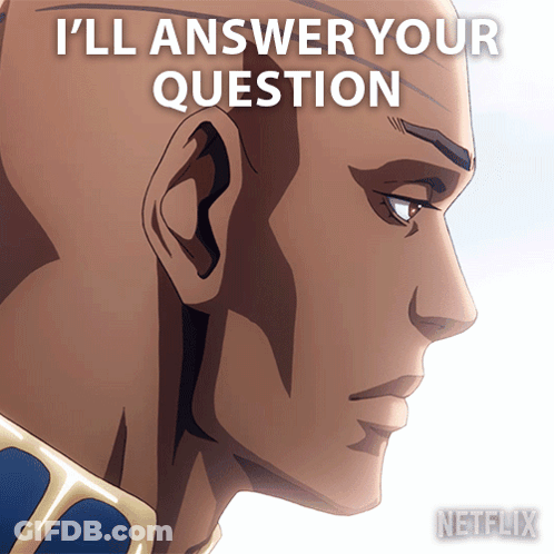 A Cartoon Of A Man With The Words I 'Ll Answer Your Question Above Him GIF