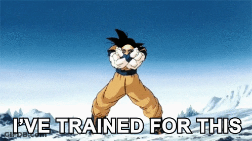 A Cartoon Of A Man With The Words `` I 'Ve Trained For This '' GIF