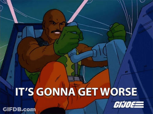 A Cartoon Of A Man With The Words It 'S Gonna Get Worse On The Bottom GIF