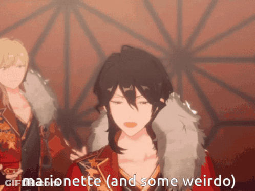 A Cartoon Of A Man With The Words Marionette And Some Weirdo GIF