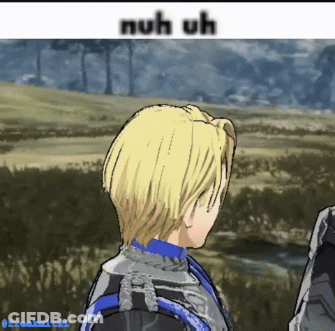 A Cartoon Of A Man With The Words " Nuh Uh " On The Top GIF
