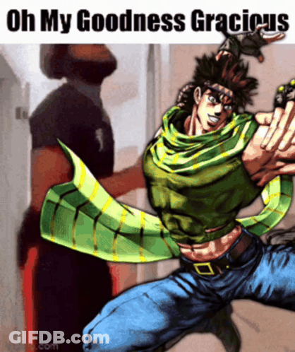 A Cartoon Of A Man With The Words Oh My Goodness Gracious At The Top GIF