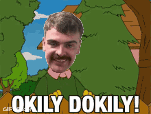 A Cartoon Of A Man With The Words Okily Dokily GIF