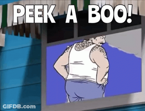 Cartoon Of A Man Saying Peek A Boo GIF