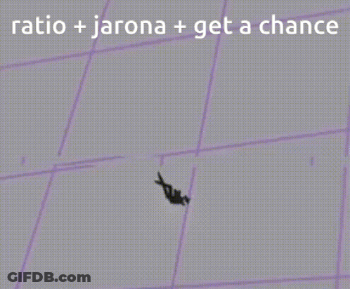 A Cartoon Of A Man With The Words Ratio + Jarona + Get A Chance On The Bottom GIF