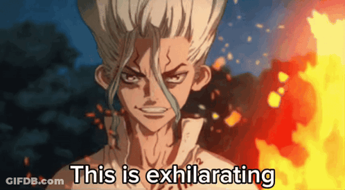 A Cartoon Of A Man With The Words This Is Exhilarating GIF