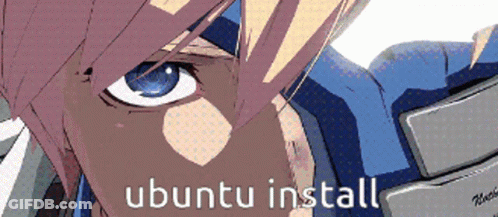 A Cartoon Of A Man With The Words Ubuntu Install Written Below Him GIF