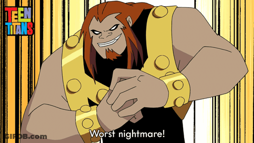 A Cartoon Of A Man With The Words Worst Nightmare Written Below Him GIF