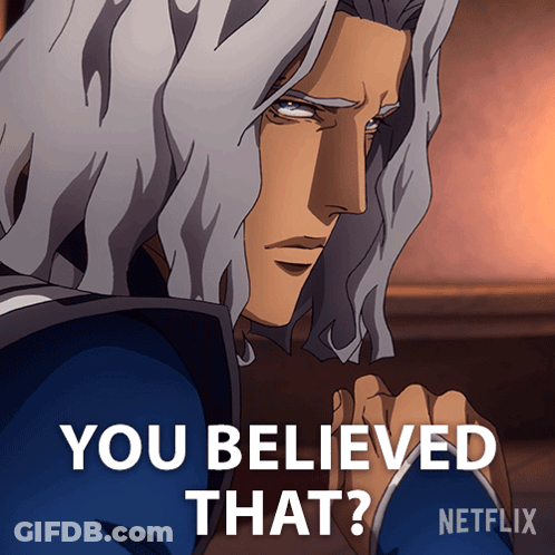 A Cartoon Of A Man With The Words You Believed That GIF