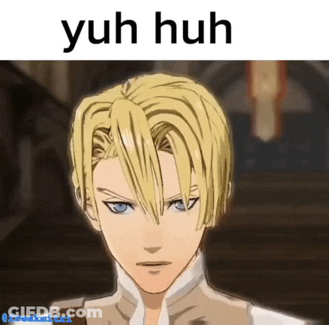 A Cartoon Of A Man With The Words Yuh Huh Written Above Him GIF