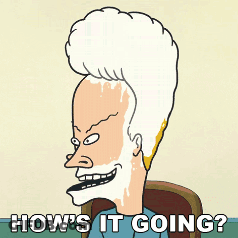 A Cartoon Of A Man With White Hair And A Beard Says " How 'S It Going " GIF