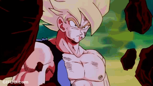 A Cartoon Of A Man With Yellow Hair And A Black Shirt GIF